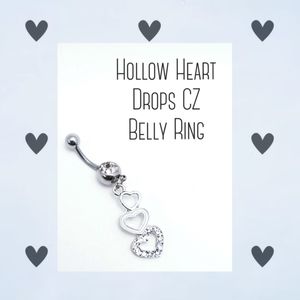 5/$10 | Hollow Heart Drops CZ Belly Ring